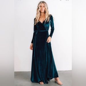 Baltic Born Esmerelda Velvet wrap Maxi Dress Jade - M